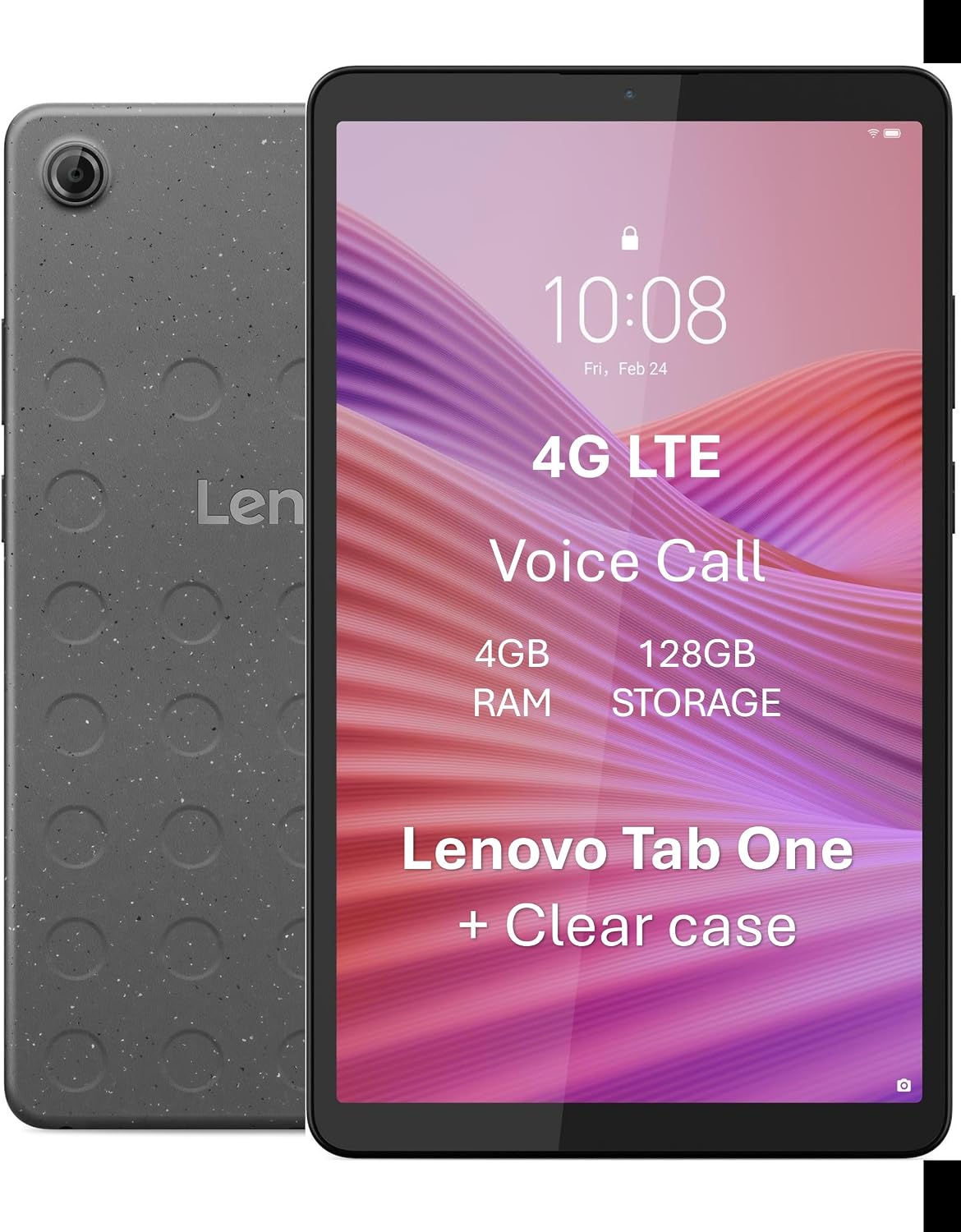 LENOVO TAB ONE TB305XU|4G LTE TABLET|4GB|128GB|2MP FRONT|CLEAR CASE|8.7"LUNA GREY