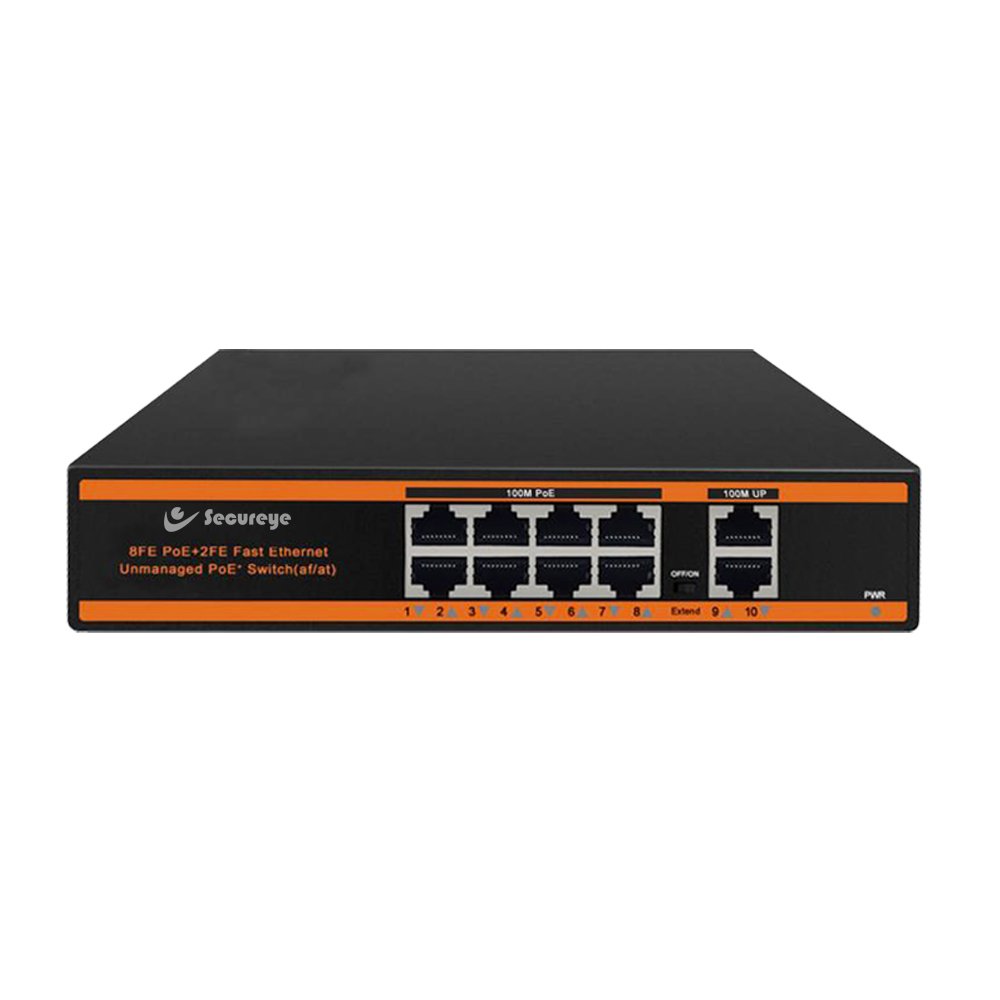 SECUREYE 8 PORT FAST ETHERNET POE + 2GE UPLINK SWITCH