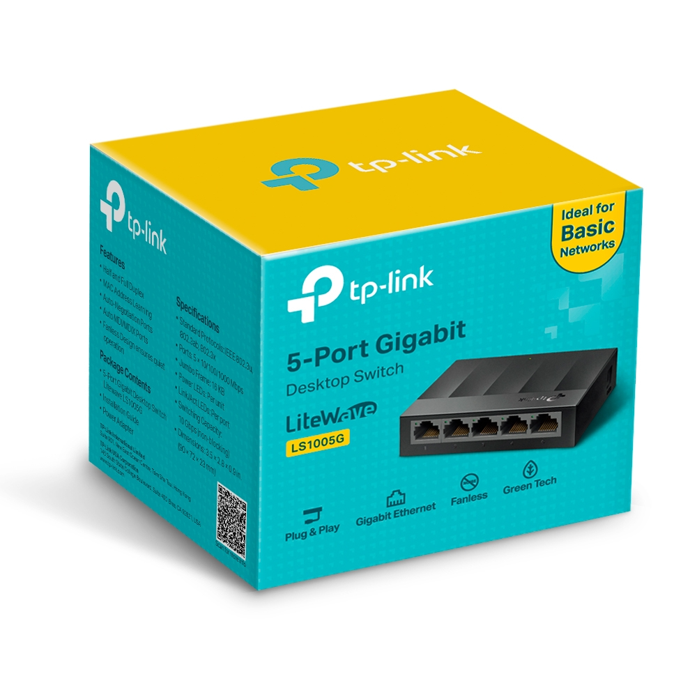 TP-LINK 5-PORT 10/100/1000MBS GIGABIT DESKTOP SWITCH-TL-LS1005G - Image 2